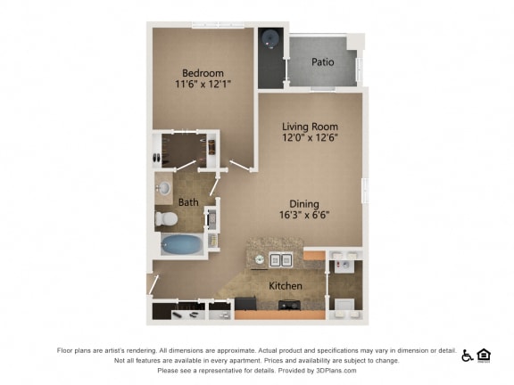 Floor Plan  The Grandview at Lake Murray|The Richland|1x1 Porch