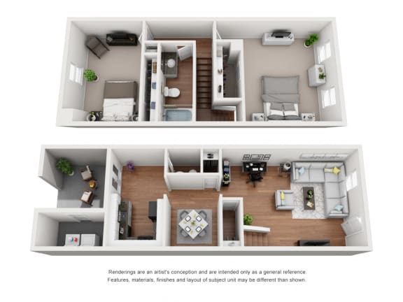 DOGWOOD B3T Two Bedroom / One and a Half Bath Townhouse. The Oaks at Little Dutchmen Creek. Rock Hill, SC.