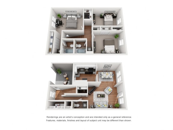 MAGNOLIA C3T Three Bedroom / Two and a Half Bath Townhouse. The Oaks at Little Dutchmen Creek. Rock Hill, SC.