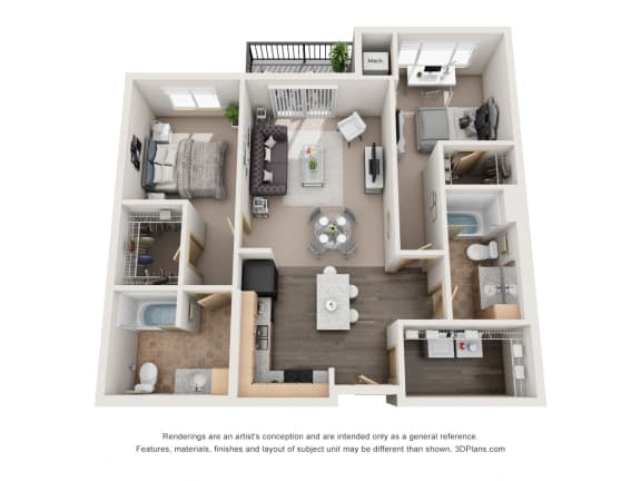 933 sq.ft. Two Bed Two Bath