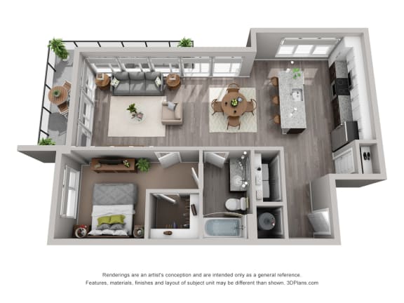 Bordwin Tower A4B Floor Plan at CityWay, Indianapolis, IN