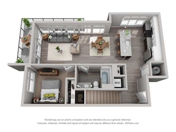 Tower A4BM Bordwin Floor Plan at CityWay, Indianapolis, 46204