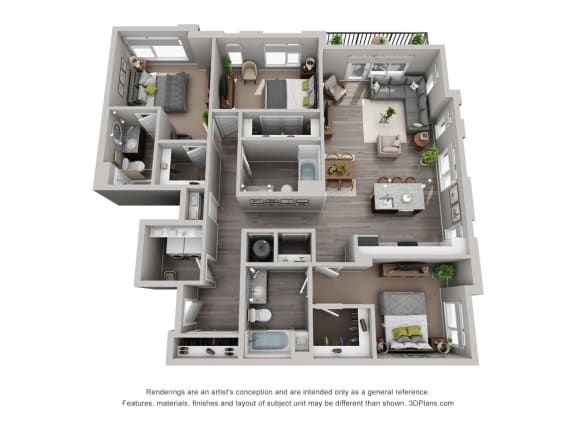Tower A Shepherd Floor Plan at CityWay, Indiana, 46204