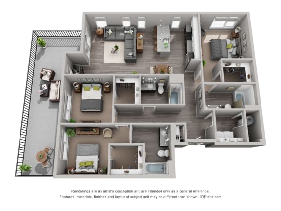 Pearl Floor Plan at CityWay, Indianapolis, IN, 46204