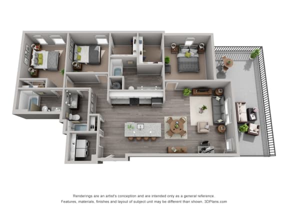 Fletcher Floor Plan at CityWay, Indianapolis, Indiana