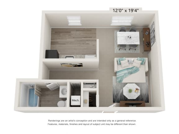 Studio Floor Plan at Glen Hollow, Pennsylvania