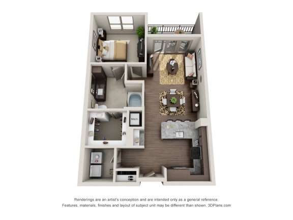 One Bedroom | One Bathroom Floor Plan at ALARA Uptown, Dallas
