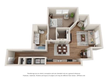  Floor Plan A3 One Bedroom / One Bath
