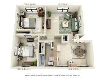  Floor Plan 2 Bedroom