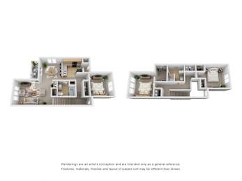 Three Bedroom | Two Bathroom | 1st & 2nd Floor