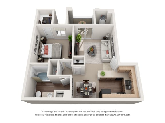 Floor Plan  The Chardonnay - 1 Bed/1 Bath