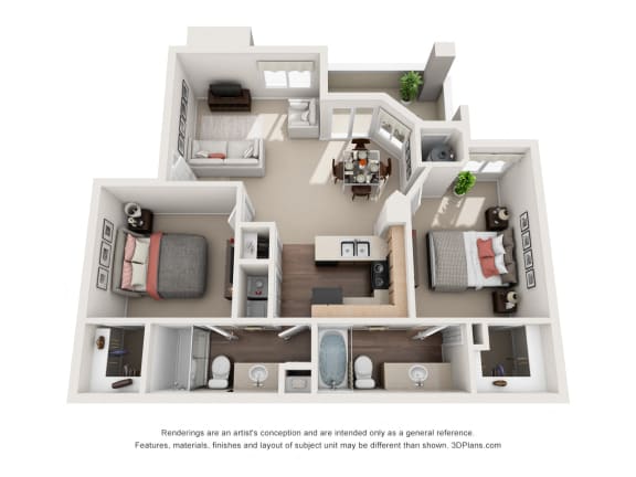 Floor Plan  The Pinot Noir - 2 Bed/2 Bath