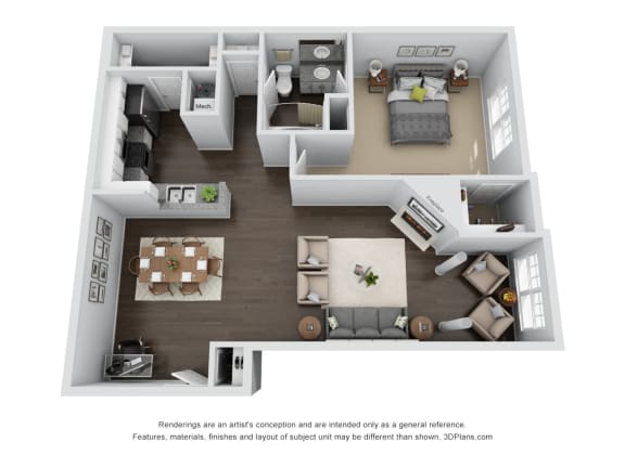 1 Bed 1 Bath Alpine Floor Plan at STONEGATE, Birmingham