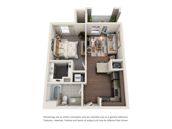 One Bedroom | One Bathroom | Serendipity Floor Plan at The Gentry at Hurstbourne, Louisville