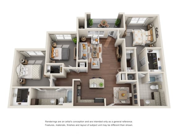 Two Bedroom | Two Bathroom | Sonoma Floor Plan Two Bedroom | Two Bathroom | Sonoma 1,398 Sq.Ft. Floor Plan at The Gentry at Hurstbourne, Louisville, 40222