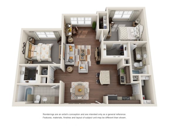 Two Bedroom | Two Bathroom | Springhill Floor Plan Two Bedroom | Two Bathroom | Springhill 1,155 Sq.Ft. Floor Plan at The Gentry at Hurstbourne, Louisville, KY