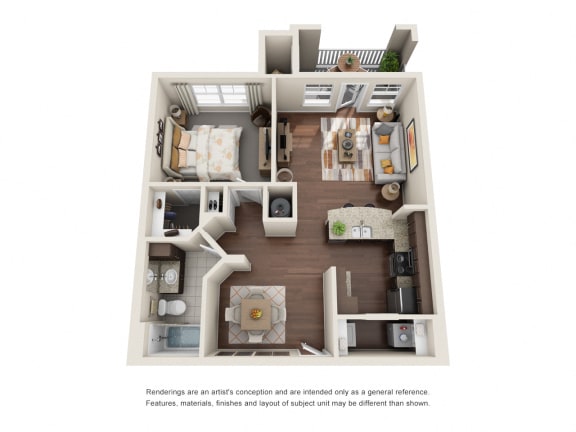 Floor Plan  One Bedroom | One Bathroom | Syrah Floor Plan at The Gentry at Hurstbourne, Louisville, Kentucky