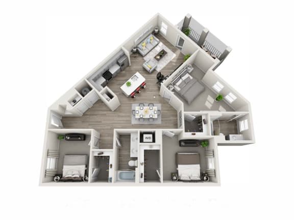 3 bedroom floor plan 1,589 Sq.Ft. at Proximity Apartments, Charleston, 29414