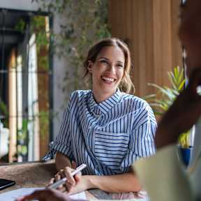 A Happy Women at Encino Palms Apartments, California