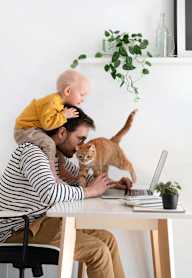 father and baby with pet cat at Citadel at Westpointe, Texas, 78251