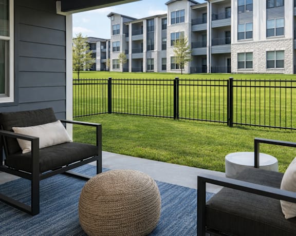 Private fenced pet yard attached to apartment home at The Westerly Apartments in Midlothian, TX