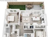 Thumbnail 15 of 20 - A top down view of a house layout with a kitchen, living room, dining room, and bathrooms.