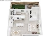 Thumbnail 19 of 20 - A top down view of a modern apartment layout.