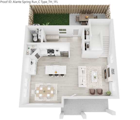 A top down view of a modern apartment layout.