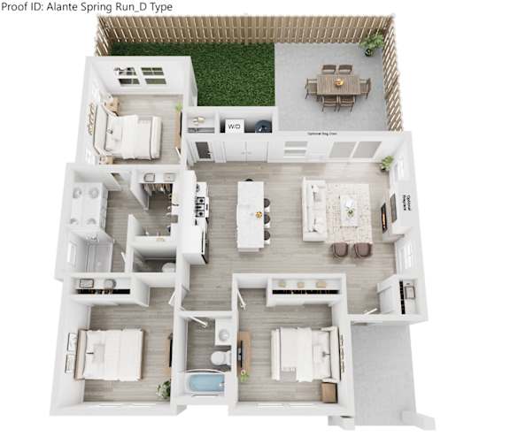 A top down view of a house layout with a swimming pool.