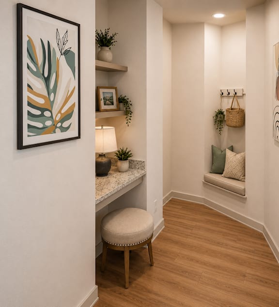 Welcoming entry hallway leading into the B2 apartment at The Westerly Apartments