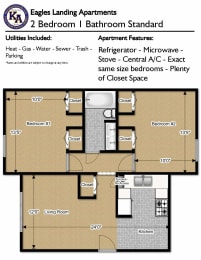 Floor Plan 2 Bedroom -1Bath Standard