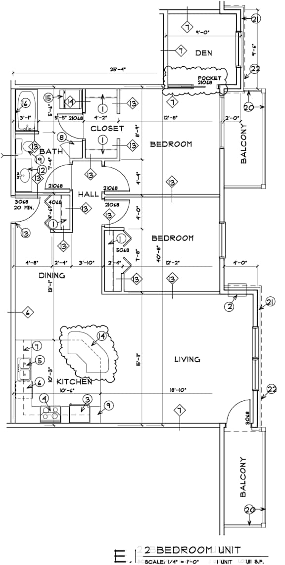 2 Bed 1 Bath Den Unit E.1