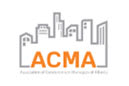 The image is a logo of ACMA featuring a city skyline.
