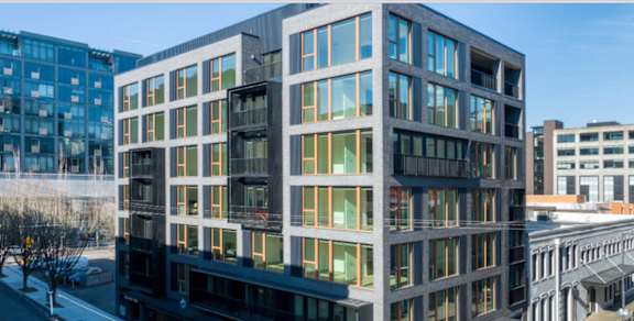 Rendering of building exterior at DOCK 59 APARTMENTS, PORTLAND, OR