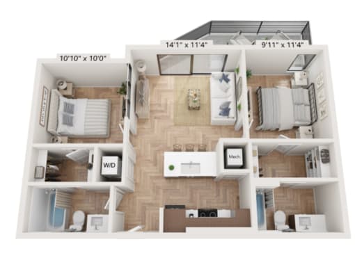 a 2 bedroom floor plan is available at the crossings at white marsh apartments, transparent png