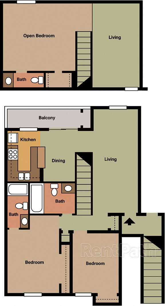 3 Bedroom Loft Floor Plan at Lake Marina Apartments, Indianapolis 3 Bedroom Loft Floor Plan at Lake Marina Apartments, Indianapolis