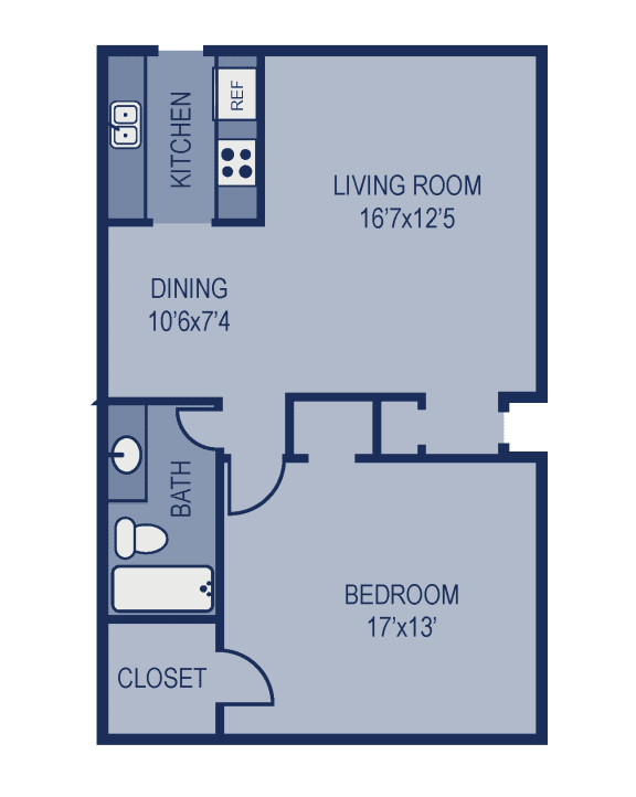 1 bed 1 bath A1U Floor Plan at The Entro at Midtown, Dallas, TX, 75230