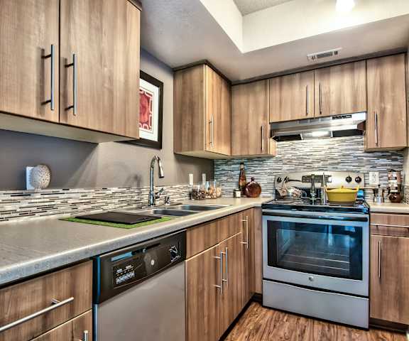 Kitchen at Desert Flower Apartment Homes.