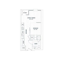  Floor Plan 1 Bedroom - 1 Bath | aj2
