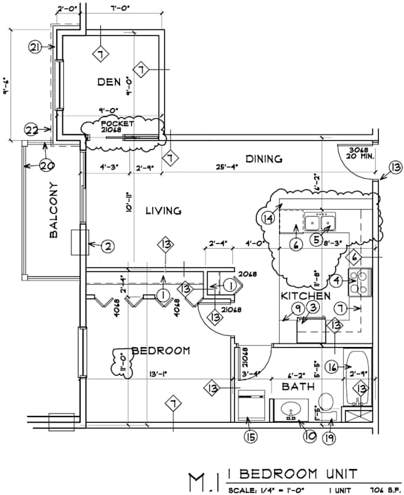 1 bd 1 ba + Den Unit M.1