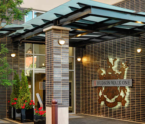the entrance to the hudson walk one building