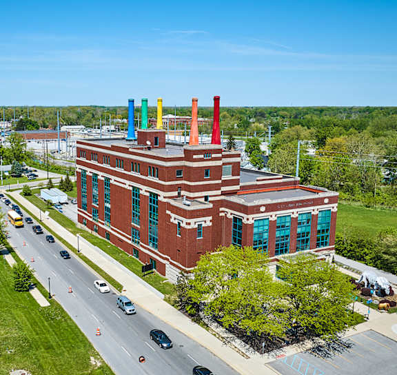 a view of the Science Central building at West Wind Apartments, Fort Wayne, 46808