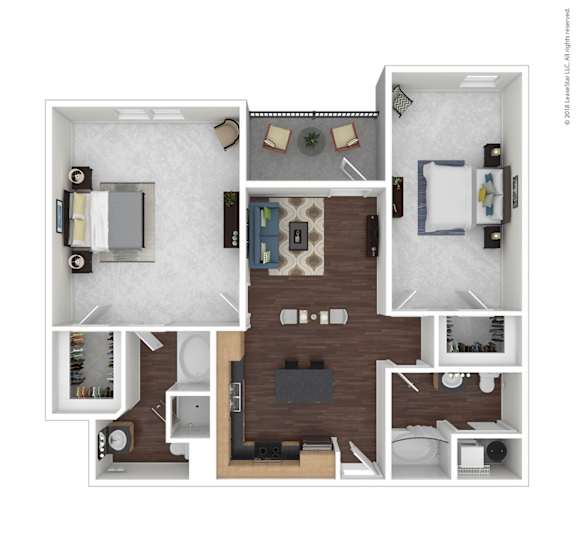 B4 with Furniture Floor Plan at 45 Madison Apartments, Missouri