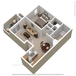1 Bedroom, 1 Bathroom, 585 Sq.Ft, Floor Plan
