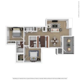 2 Bedroom, 2 Bathroom Floor Plan at Folsom Ranch, California, 95630