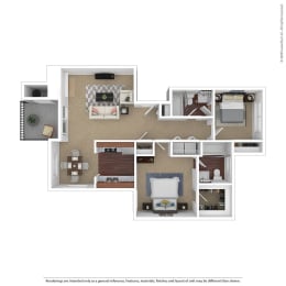 2 Bedroom, 2 Bathroom Floor Plan at Folsom Ranch, Folsom, 95630