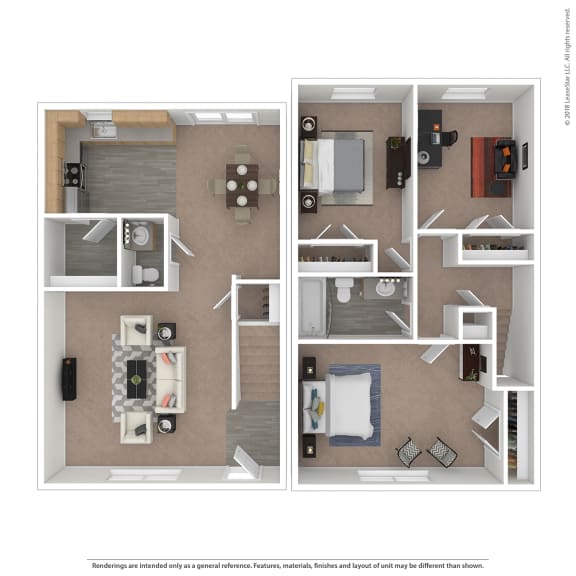 a floor plan of a 1 bedroom apartment at the crossings at white marsh at The Courtyards of Chanticleer, Virginia Beach, VA