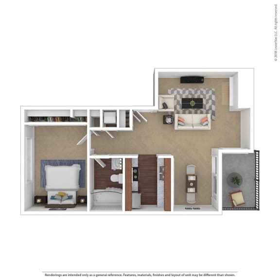 1 Bedroom, 1 Bathroom Floor Plan at Folsom Ranch, Folsom, 95630