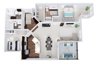  Floor Plan 2 Bed, 2 Bath (U)