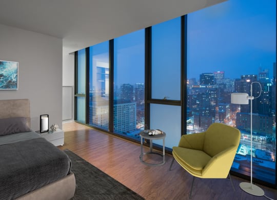 Floor-to-ceiling views at One 333, Chicago, Illinois
